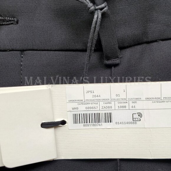 GUCCI PANTS BLACK SILK WOOL CREASED TROUSERS w LOGO BUTTON sz IT 44 US 8 - Picture 12 of 14